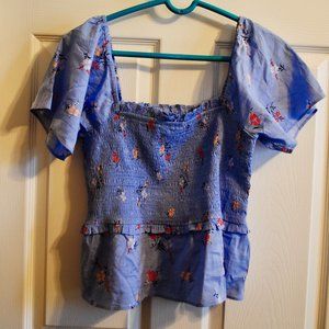 Madewell Blue Floral Blouse NWOT